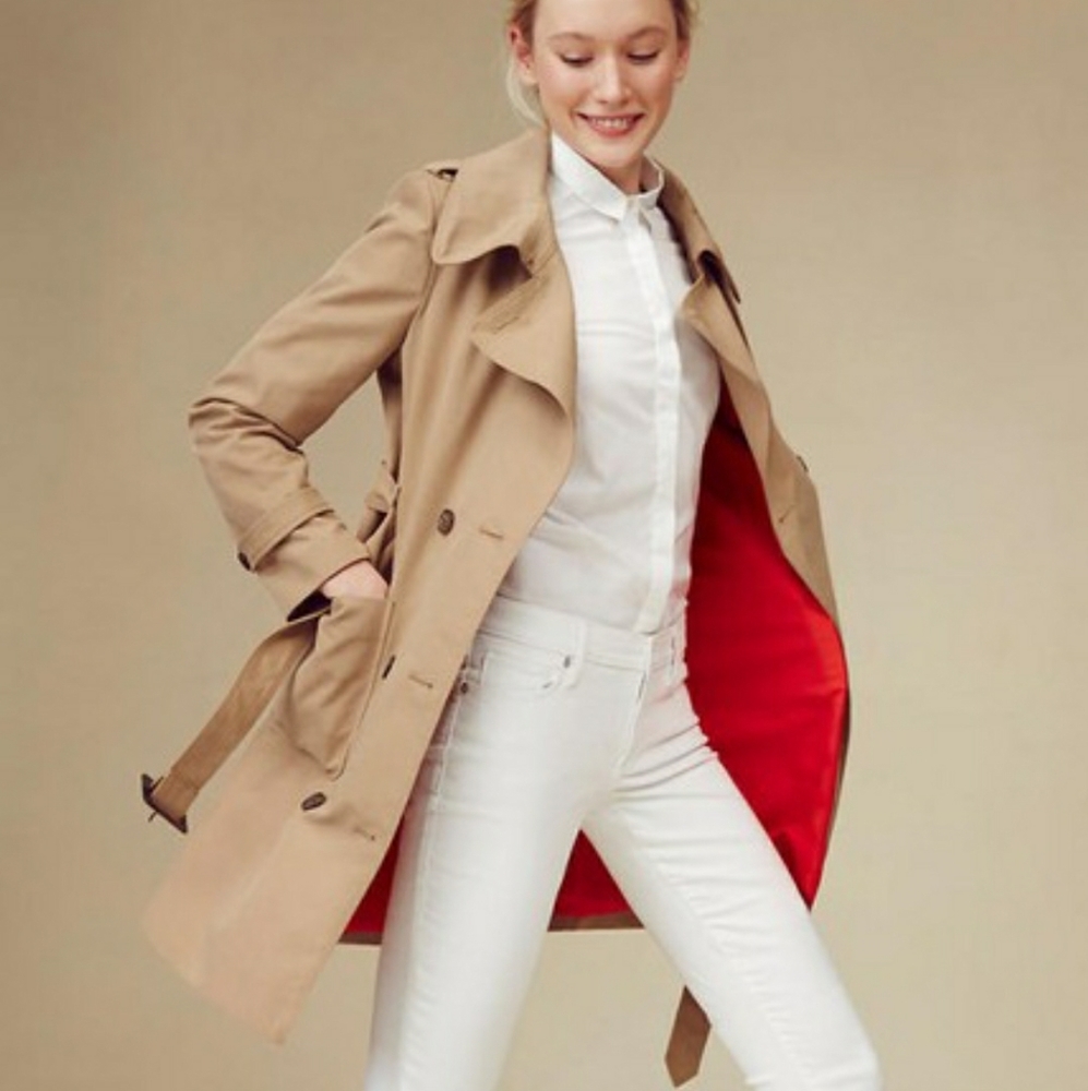 NWT Loft khaki trench with red lining